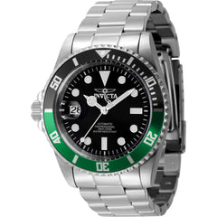 Invicta Men's Watch - Pro Diver Automatic Black Dial Silver Steel Bracelet | 43975