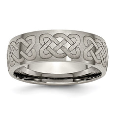 Titanium 8mm Laser Design Brushed Band | TB26B