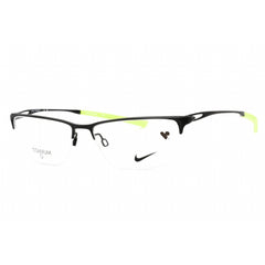 Nike Men's Eyeglasses - Satin Black/Volt Rectangular Half Rim Frame | NIKE 6064 007