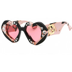 Gucci Women's Sunglasses - Black/Havana Heart Full Rim Plastic Frame | GG1329S 001