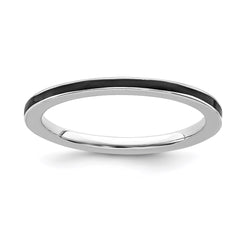 Sterling Silver Stackable Expressions Black Enameled 1.5mm Ring | QSK140