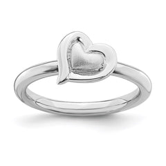 Sterling Silver Stackable Expressions Rhodium Heart Ring | QSK1623