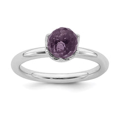 Sterling Silver Stackable Expressions Amethyst Briolette Ring | QSK323