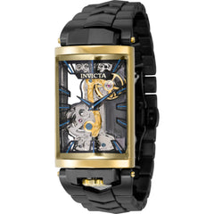 Invicta Men's Watch - Vintage Rectangular Case Mechanical Black Steel Bracelet | 43093