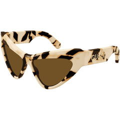 Gucci Women's Sunglasses - Ivory Cat Eye Full Rim Frame Brown Lens | GG1294S 003
