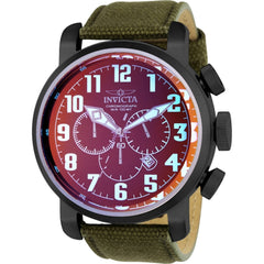 Invicta Men's Watch - Aviator Quartz Chronograph Black Dial Green Strap Date | 24026