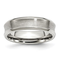 Stainless Steel Concave Beveled Edge 6mm Brushed/Polished Band | SR89
