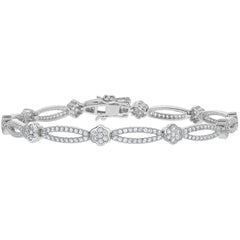Women's Bracelet - Sterling Silver Flower and Open Oval Topaz | BLT-7366
