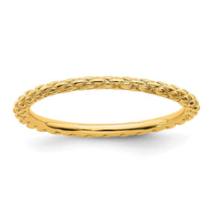 Sterling Silver Stackable Expressions Gold-plated Criss-cross Ring | QSK186