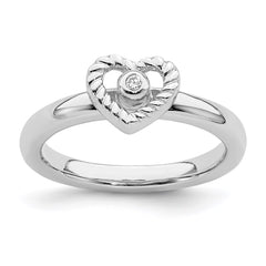 Sterling Silver Stackable Expressions Heart Diamond Ring | QSK345