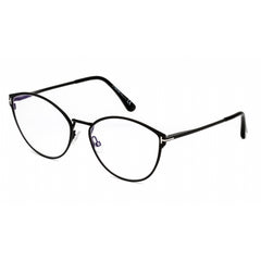 Tom Ford Women's Eyeglasses - Shiny Black Metal Oval Full Rim Frame | FT5573-B 001