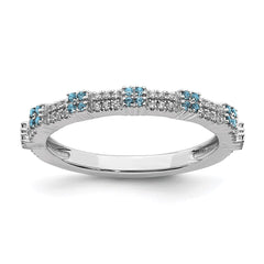 Sterling Silver Stackable Expressions Blue Topaz & Diamond Ring | QSK2159