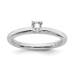 Sterling Silver Stackable Expressions Rhodium White Topaz Ring | QSK1902