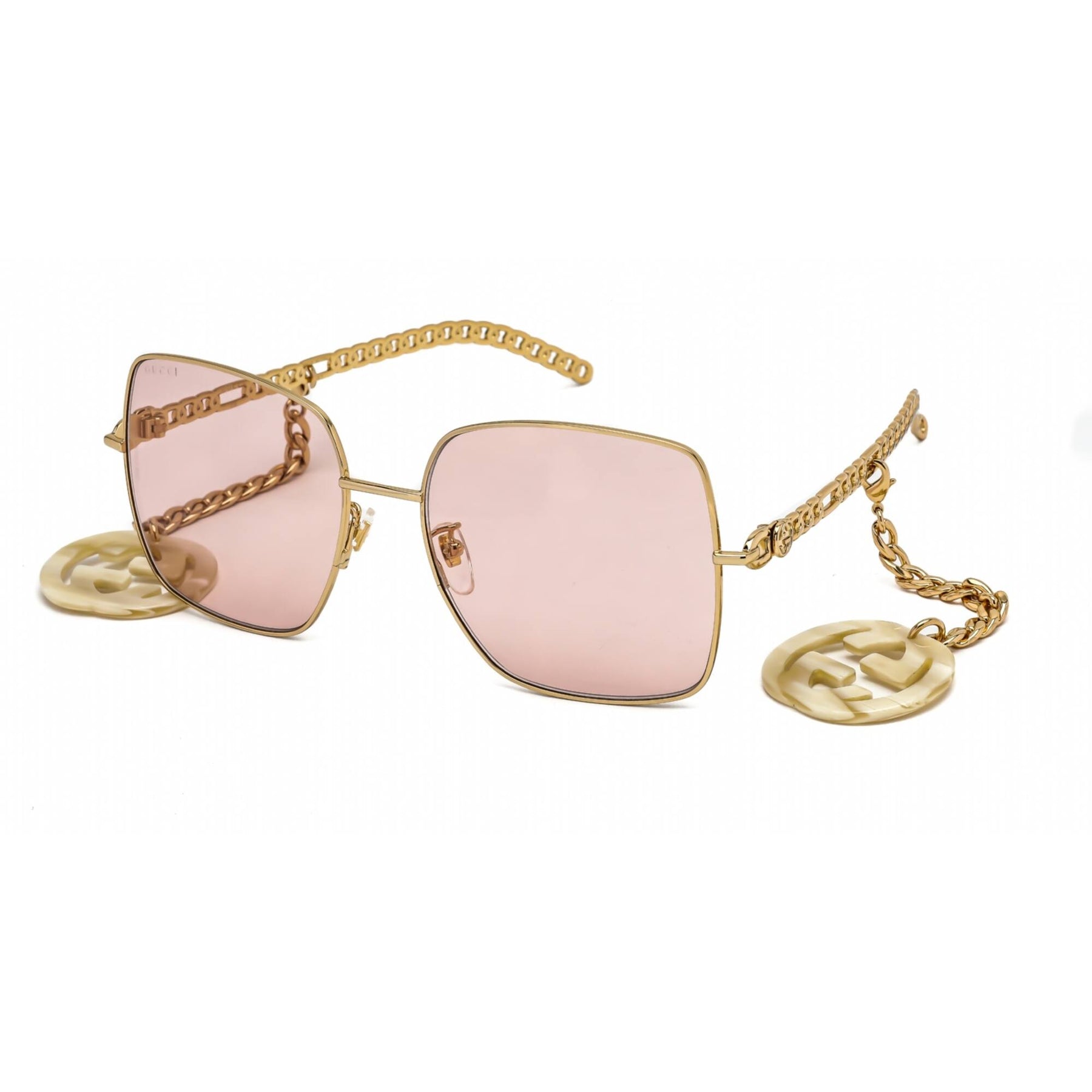 Gucci Women\'s Rose-Tinted Sunglasses with Gold Frame GUCCI GG0972S-003 Women Designer Sunglasses Gold Brown  main image 2