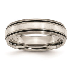 Titanium Grooved Sterling Silver Inlay 6mm Brushed/Polished Band | TB17