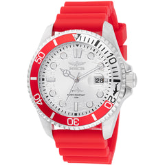 Invicta Men's Watch - Pro Diver Quartz Silver Tone Dial Red Silicone Strap | 47167