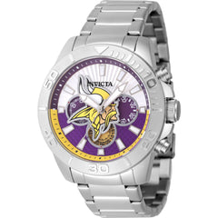 Invicta Men's Watch - NFL Minnesota Vikings Quartz Chrono Silver Tone Bracelet | 47954
