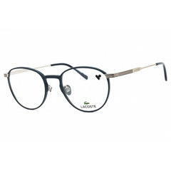 Lacoste Unisex Eyeglasses - Semimatte Blue Metal Round Full Rim Frame | L2284E 400