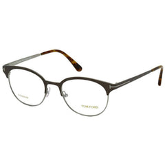 Tom Ford Men's Eyeglasses - Matte Anthracite Metal Round Full Rim Frame | FT5382 009