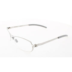Mykita Unisex Eyeglasses - Silver Metal Rectangular Shape Frame | AMELIE-SILVER-DEMO
