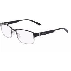 Nautica Men's Eyeglasses - Matte Black Metal Half Rim Rectangular Frame | N7329-005-53
