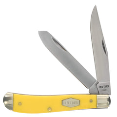 Schrade Folding Knife - Old Timer Yellow Delrin Handle Trapper, 3.25 inch | SC94OTY