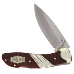 Schrade Folding Knife - Old Timer Brown Checkered Wood Handle Medium Lockback | SC31OT