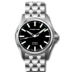 Protek Men's Watch - USMC Series Quartz Solid Black Dial Titanium Bracelet | 3101BR
