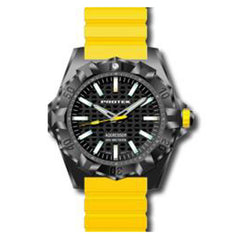 Protek Men's Watch - Aggressor Carbon Composite Case Black Dial Yellow Strap | 4008Y