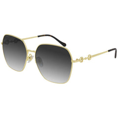 Gucci Women's Sunglasses - Gold Metal Full Rim Square Frame Grey Lens | GG0882SA 001