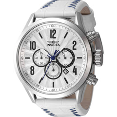 Invicta Men's Watch - Bolt Quartz Chronograph Silver Dial White Leather Strap | 46558