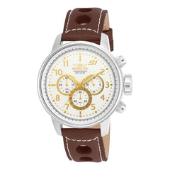 Invicta 16010 Men's S1 Rally White Dial Chronograph Brown Leather Strap Watch