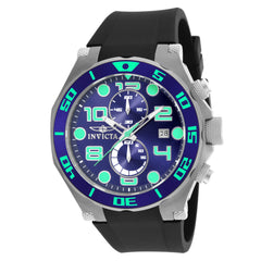 Invicta 17813 Men's Pro Diver Quartz Chronograph Blue Dial Black Rubber Strap Watch