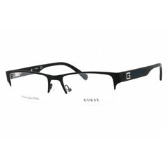Guess Men's Eyeglasses - Matte Black Metal Half Rim Rectangular Frame | GU50017 002