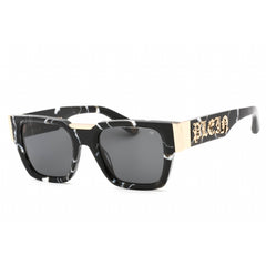 Philipp Plein Men's Sunglasses - Patterned Black Plastic Square Frame | SPP095M 0Z21