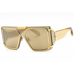 Philipp Plein Unisex Sunglasses - Yellow Gold Metal Full Rim Oversized | SPP096M 400G