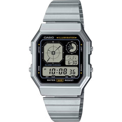 Casio Unisex Watch World Time Black and Grey Digital Dial Bracelet A130WE-1ACF
