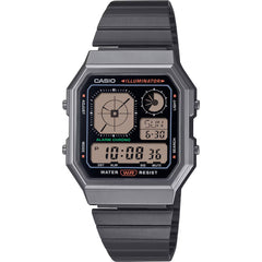 Casio Unisex Watch World Time Black and Beige Digi Dial Bracelet A130WEGG-1ACF