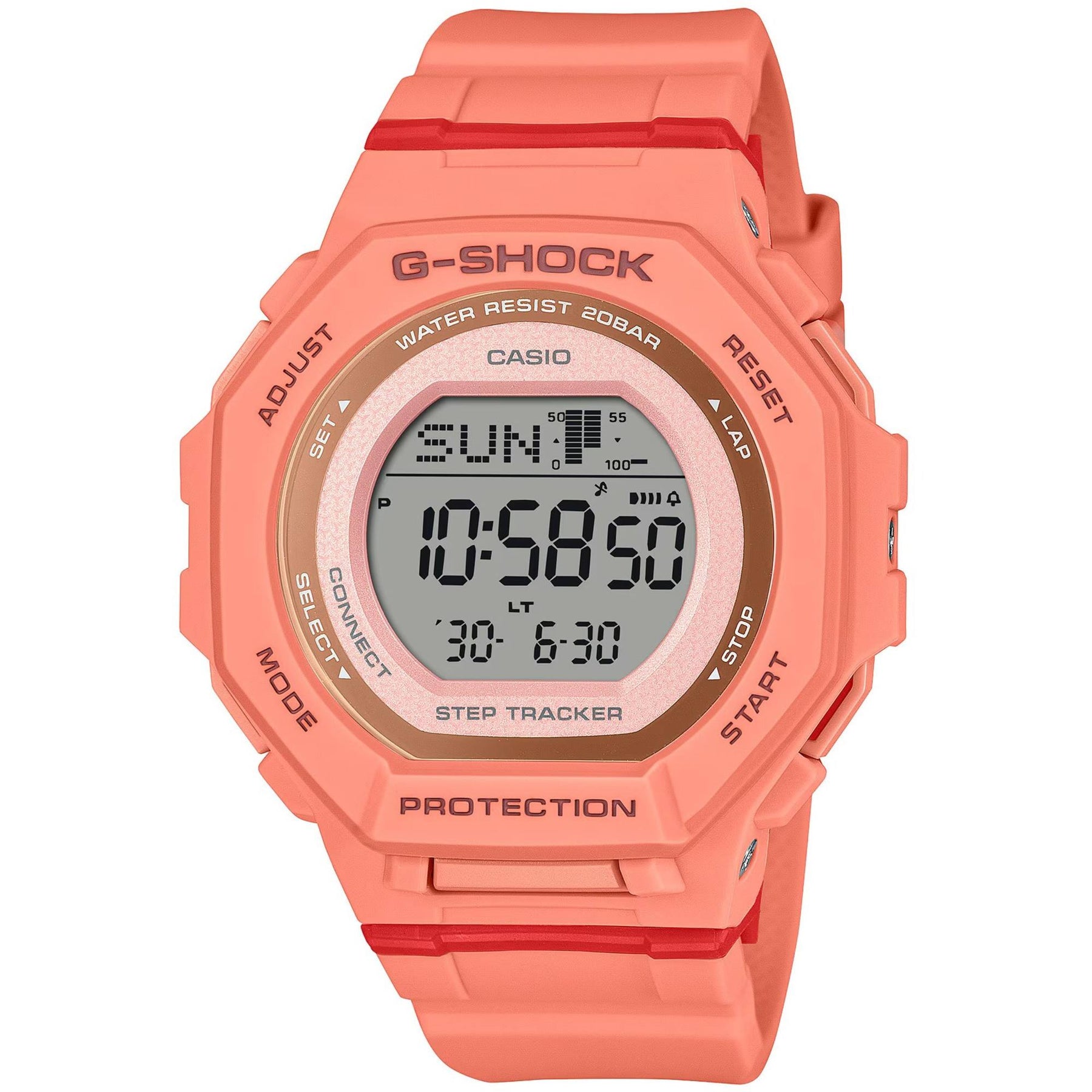 Casio Women's Watch G-Shock Coral Orange Resin Strap Digital GMD-B300S