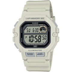Casio Men's Watch Alarm Grey Digital Dial Off White Resin Strap WS-1400H-8AVCF