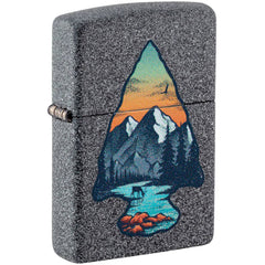 Zippo Windproof Pocket Lighter Arrowhead and Mountain Design Iron Stone 46007