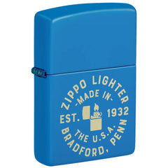 Zippo Windproof Pocket Lighter Zippo Seal design Sky Blue Matte Finish 46173