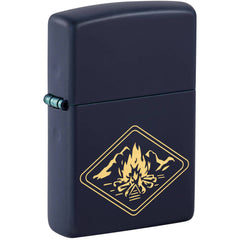 Zippo Windproof Pocket Lighter Campfire design Classic Navy Matte Finish 46174