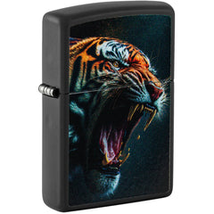 Zippo Windproof Pocket Lighter Tiger Roar Design Black Matte Color Image 46241