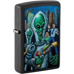 Zippo Windproof Lighter Alien Attack Two-Sided Design Black Matte Finish 46250