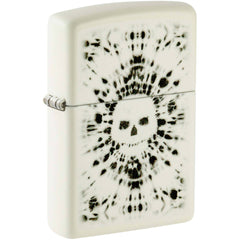 Zippo Windproof Pocket Lighter Glowing Skull Design White Metal 46289
