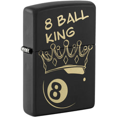 Zippo Windproof Pocket Lighter Billiards Champion Design Matte Black Metal 46291
