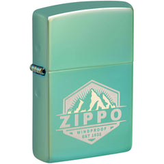 Zippo Windproof Pocket Lighter Zippo Badge Design High Polish Green Metal 46293