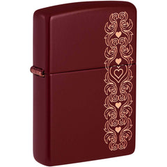 Zippo Windproof Pocket Lighter Heart Garland Design Laser Engrave Merlot 46296
