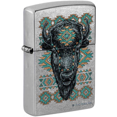 Zippo Windproof Pocket Lighter Buck Wear American Bison Head Design Chrome 46422